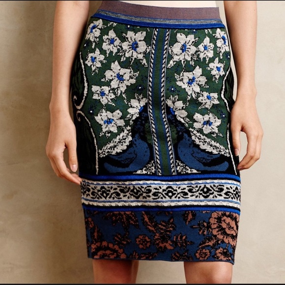 Anthropologie Dresses & Skirts - Anthropologie Moth Bordered Jacquard Sweater Skirt